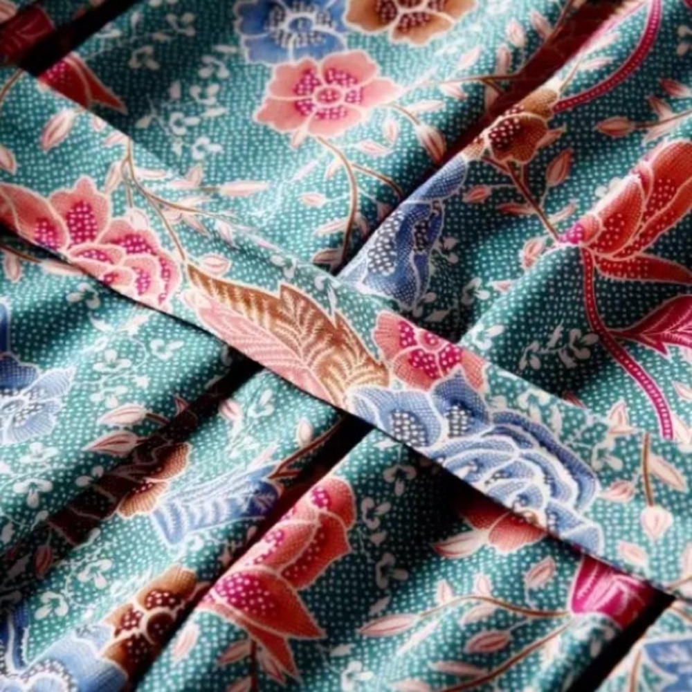 SOLD OUT Teal Boho Floral Short Kimono Wrap Coverup Robe - Picture 11 of 15